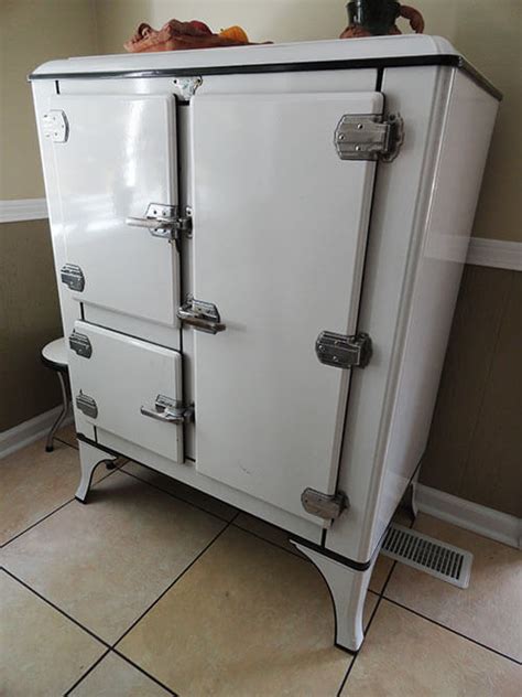 antique metal ice box value|old ice box refrigerators 1930s.